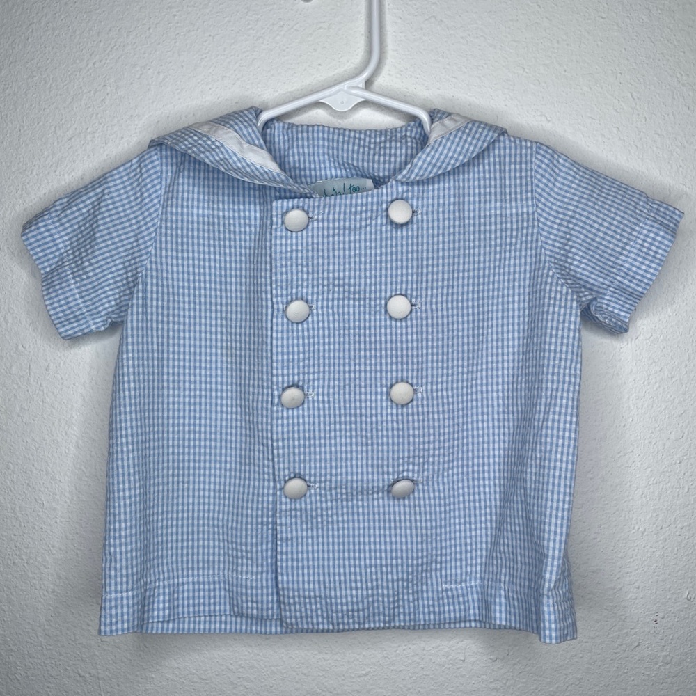 Funtashia! Too seersucker sailor top Easter court baby blue Sz 18 mo